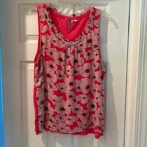 Elle sleeveless mixed media hot pink blouse- XL